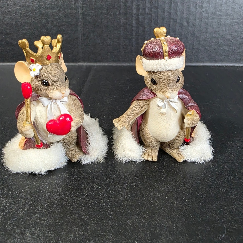 Fitz and Floyd Charming Tails King and Queen of My Heart Mouse Figurine Set of 2
